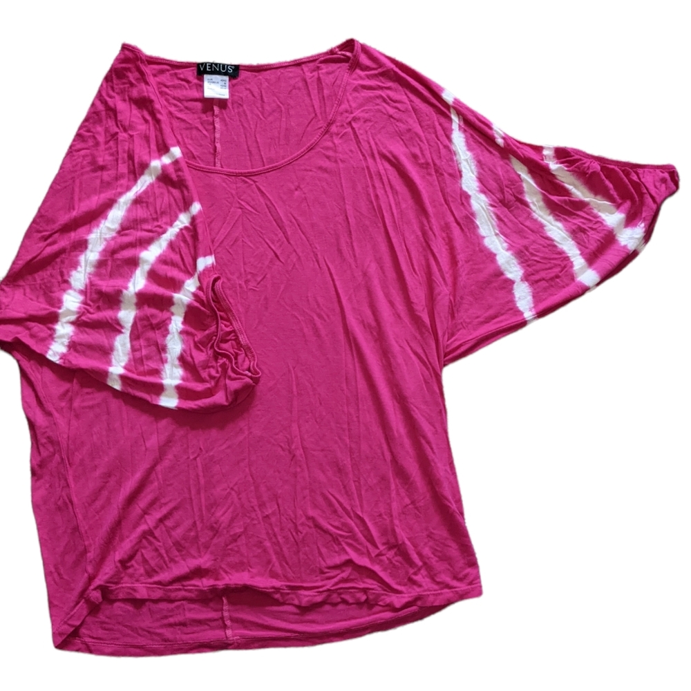 Hot pink shirt with white tye dye